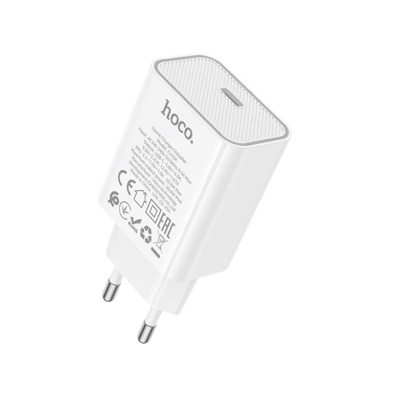 Зарядний пристрій Hoco C143A USB-C PD 20W white