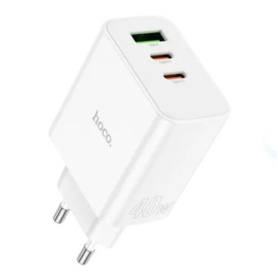 Зарядний пристрій Hoco C126A 3 USB-A, 2 USB-C PD 40W white Зарядний пристрій Hoco C126A 3 USB-A, 2 USB-C PD 40W white