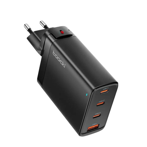 Зарядний пристрій Toocki GaN, 3 USB-C, USB-A 100W (P100AU01A3C0) black Зарядний пристрій Toocki GaN, 3 USB-C, USB-A 100W (P100AU01A3C0) black