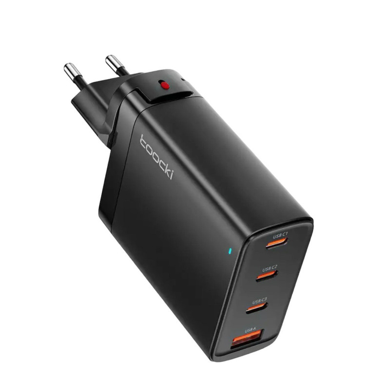Зарядний пристрій Toocki GaN, 3 USB-C, USB-A 100W (P100AU01A3C0) black