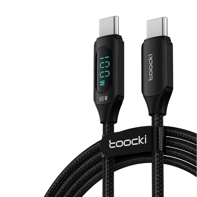 USB кабель Toocki Type-C to Type-C TQ-X03, LED 100W black