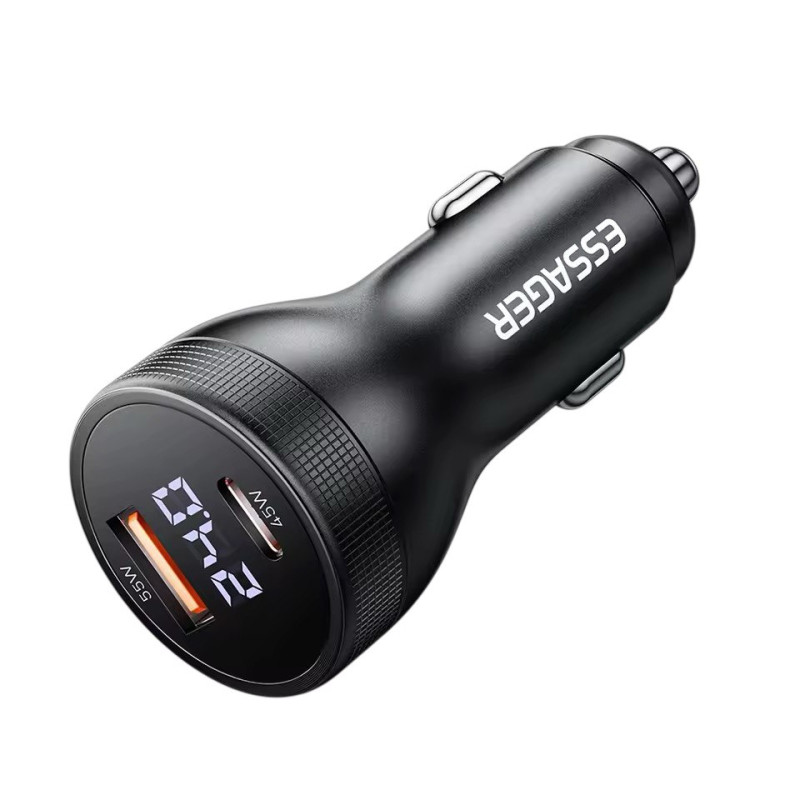 Автомобільний зарядний пристрій Essager ES-CC17 100W, USB-C 45W, USB-A 55W black Автомобільний зарядний пристрій Essager ES-CC17 100W, USB-C 45W, USB-A 55W black