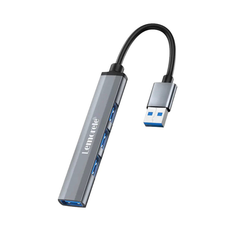 USB-hub USB-A to 4xUSB-A Lemorele gray