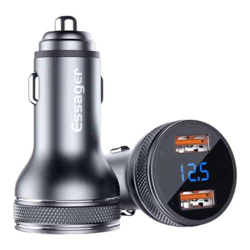 Автомобільний зарядний пристрій Essager ES-CC2Q-JG0G 2USB-A 36W gray