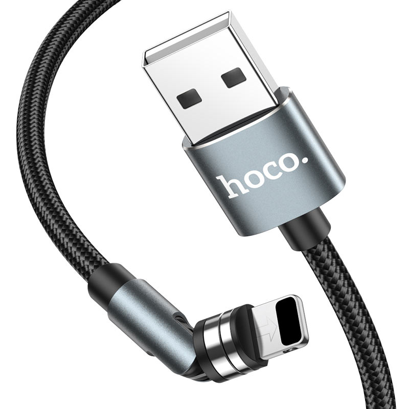 USB кабель Hoco U94 Universal Rotating Lightning магнітний black