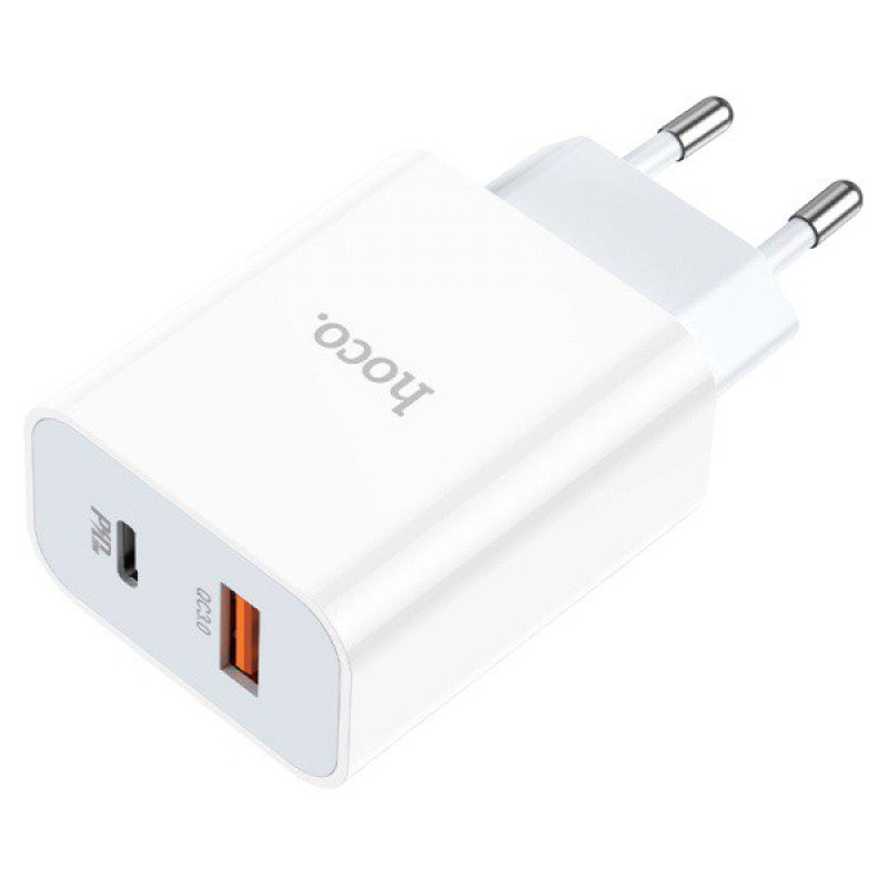 Зарядний пристрій Hoco C97A USB-C, USB-A, PD 20W, QC 3.0, 3A white