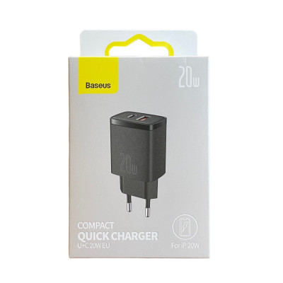 Зарядний пристрій Baseus USB-C, USB-A 20W EU black CCXJ-B01 Зарядний пристрій Baseus USB-C, USB-A 20W EU black CCXJ-B01