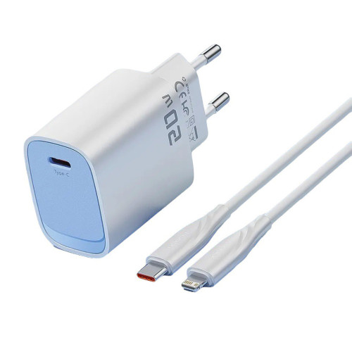 Зарядний пристрій з кабелем Type-C to Lightning Toocki PD 20W white