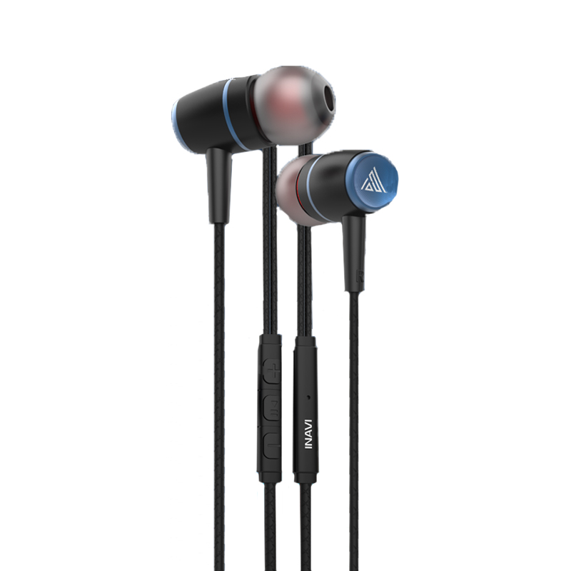 Навушники Inavi E39 з мікрофоном blue-black