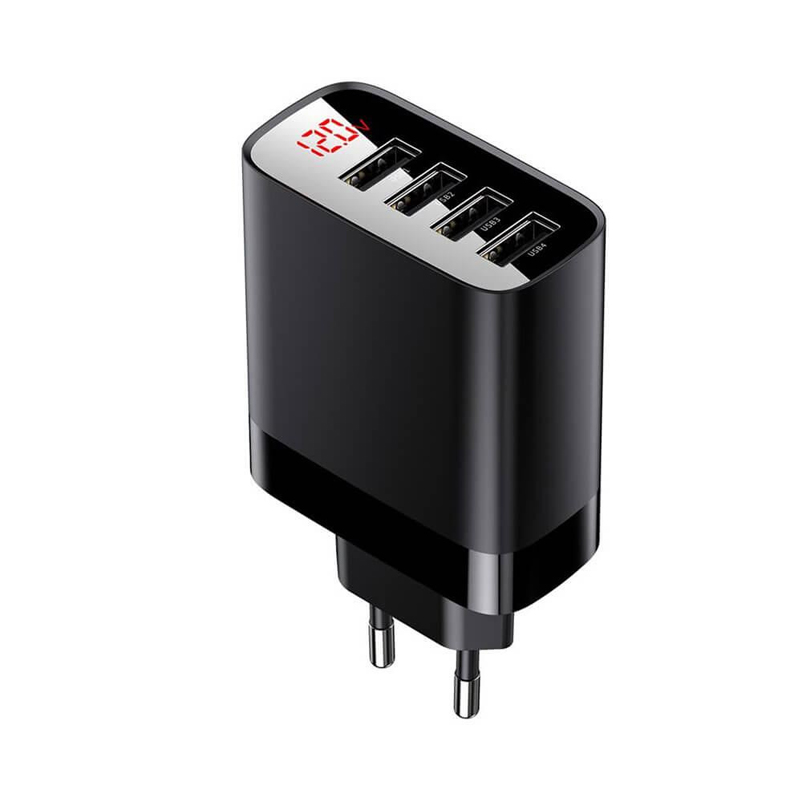 Зарядний пристрій Baseus 4 USB 2400mAh Digital Display black (CCJMHB-B01)