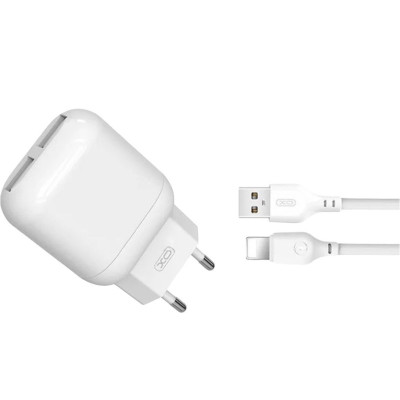 Зарядний пристрій з кабелем microUSB XO L78 2 USB 2400 mA white