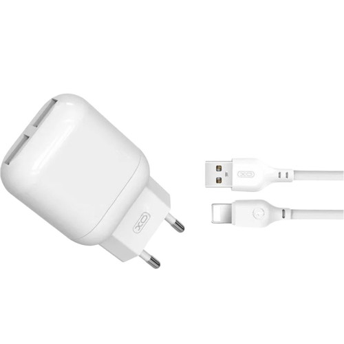 Зарядний пристрій з кабелем microUSB XO L78 2 USB 2400 mA white Зарядний пристрій з кабелем microUSB XO L78 2 USB 2400 mA white
