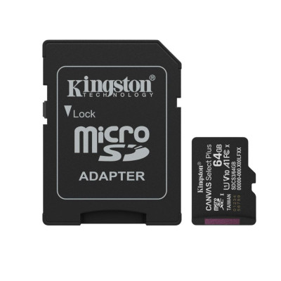 Карта пам'яті MicroSDXC 64GB UHS-I Class 10 Kingston Canvas Select Plus R150MB/s + SD-адаптер