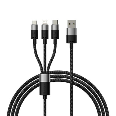USB кабель Baseus 3 в 1 microUSB, Lightning, Type-C P10319900111-00 3.5А black 0.6m USB кабель Baseus 3 в 1 microUSB, Lightning, Type-C P10319900111-00 3.5А black 0.6m