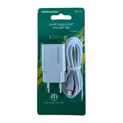 Зарядний пристрій з кабелем Type-C Tornado TD-14 1 USB 2100 mA white