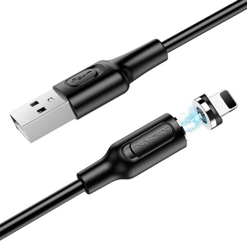 USB кабель Borofone BX41 Lightning black магнітний