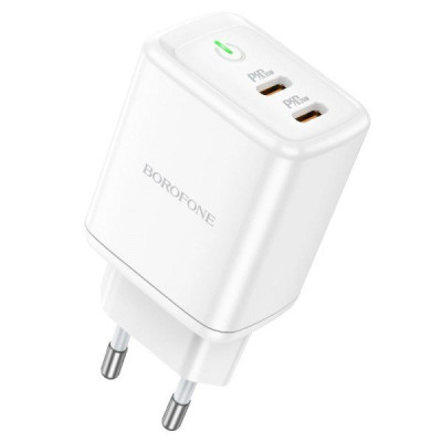 Зарядний пристрій Borofone BN9 2 USB-C, 35W, PD white Зарядний пристрій Borofone BN9 2 USB-C, 35W, PD white