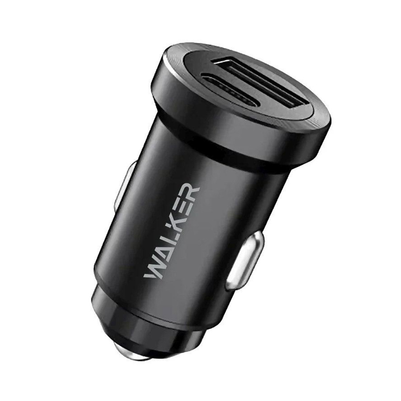 Автомобільний зарядний пристрій Walker WCR-25 1 USB + Type-C 3100 mA black