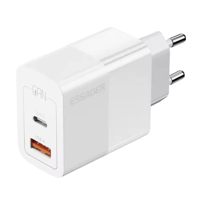 Зарядний пристрій Essager GAN, USB-A , USB-C 33W (EC-CD29) white Зарядний пристрій Essager GAN, USB-A , USB-C 33W (EC-CD29) white