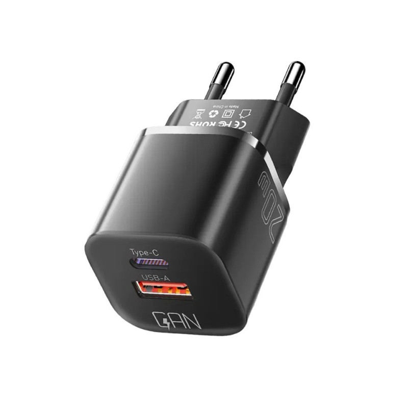 Зарядний пристрій Essager USB-C 20W, USB-A 18W,  (ES-CD31) black