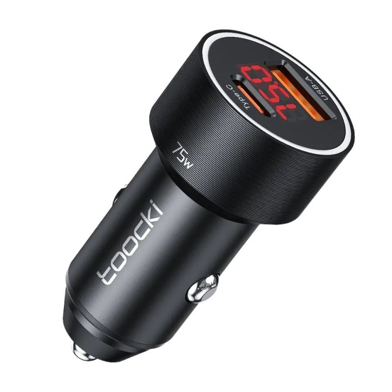 Автомобільний зарядний пристрій Toocki TQ-CC08 75W, USB-C 45W, USB-A 30W, LED black