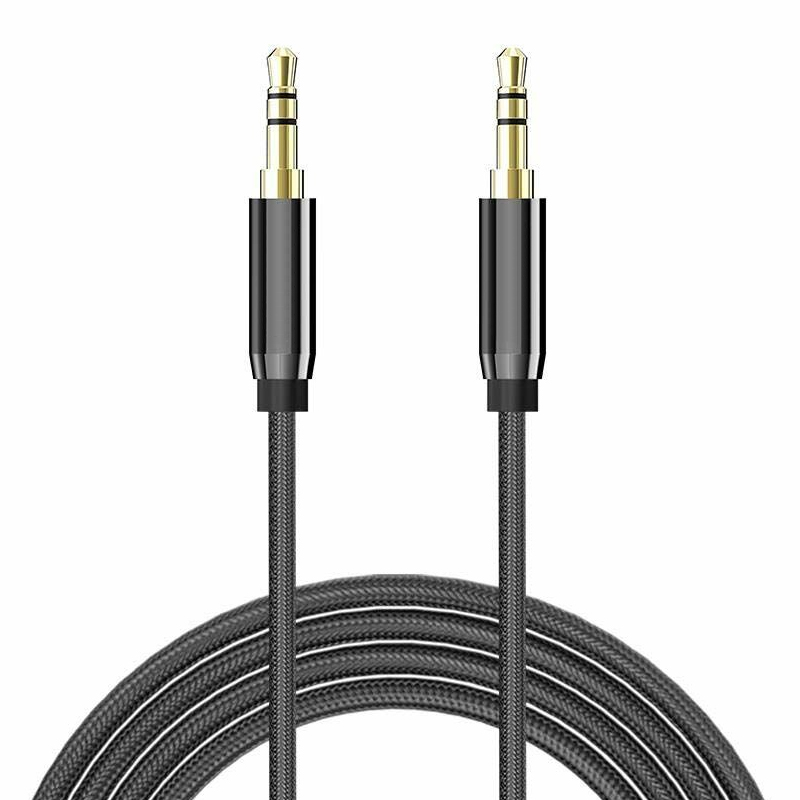 Аудіо-кабель Metal AUX 3.5 мм black-grey