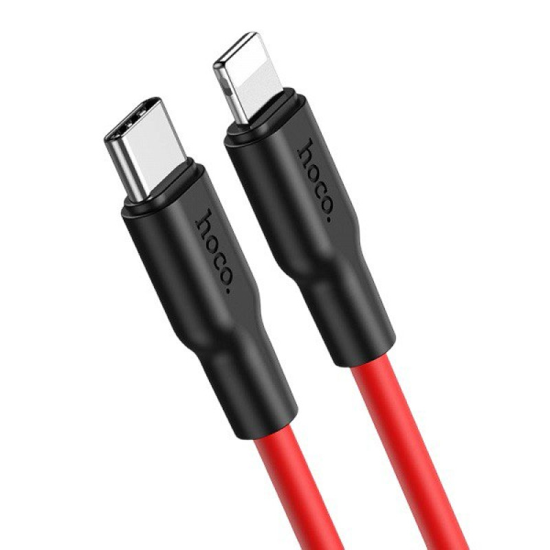 USB кабель Hoco X21 Silicone Type-C to Lightning black red