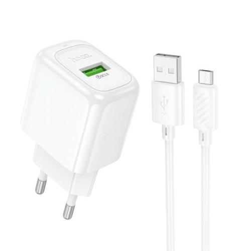 Зарядний пристрій з кабелем microUSB Hoco CS52A USB-A 3A 18W QC3.0 white
