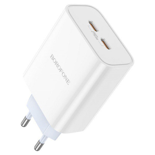 Зарядний пристрій Borofone BA73A 2 USB-C, 35W, PD white