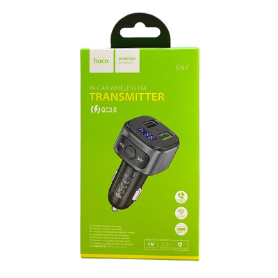 FM трансмітер Hoco E67 in-car audio wireless black FM трансмітер Hoco E67 in-car audio wireless black