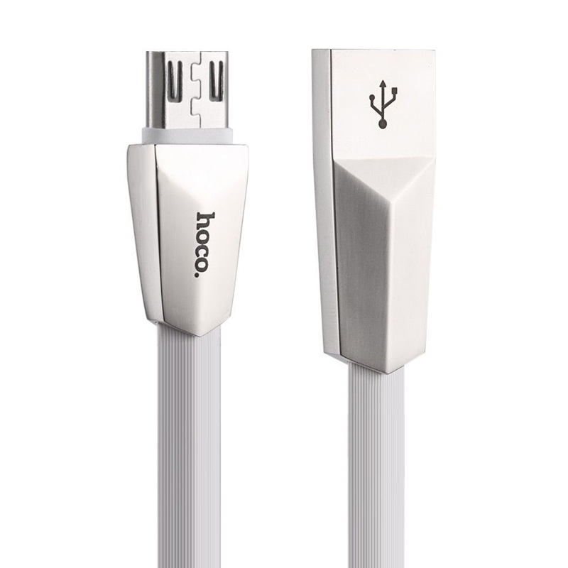 USB кабель Hoco X4 Zinc Alloy Rhombic microUSB white
