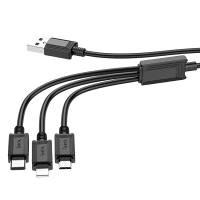 USB кабель Hoco X74 3 в 1 microUSB, Lightning, Type-C black USB кабель Hoco X74 3 в 1 microUSB, Lightning, Type-C black