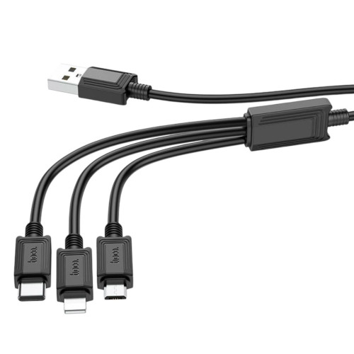 USB кабель Hoco X74 3 в 1 microUSB, Lightning, Type-C black USB кабель Hoco X74 3 в 1 microUSB, Lightning, Type-C black