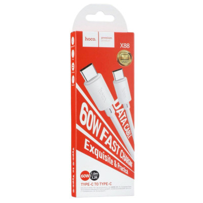 USB кабель Hoco X88 Type-C to Type-C 60W white