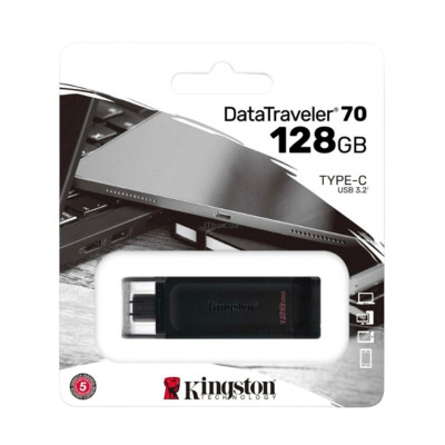 USB флеш 128 Гб Kingston DataTraveler 70 Type-C, USB 3.2 black