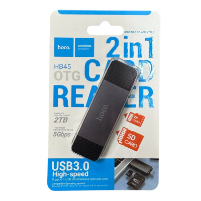 Картрідер microSD, SD Hoco HB45 USB3.0 black Картрідер microSD, SD Hoco HB45 USB3.0 black