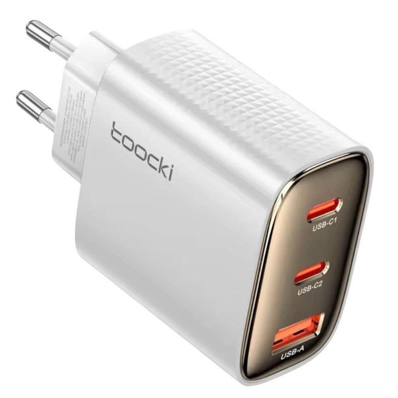 Зарядний пристрій Toocki GaN, 2 USB-C, USB-A 40W (TCT40) white