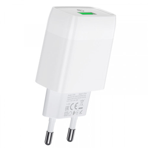 Зарядний пристрій Hoco C72Q USB-A, 3A, 18W, QC3.0 white Зарядний пристрій Hoco C72Q USB-A, 3A, 18W, QC3.0 white