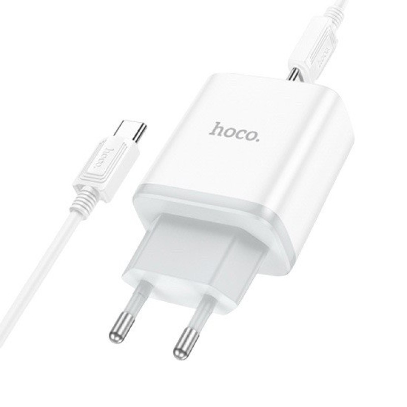 Зарядний пристрій з кабелем Type-C to Type-C Hoco C104A USB-C, PD 20W white