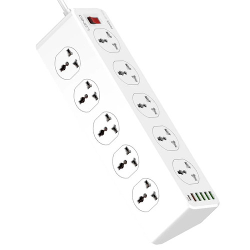 Мережевий подовжувач Ldnio SC10610, 10 розеток, 5 USB, 1 type-C, 2 метри white