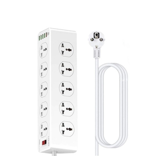 Мережевий подовжувач Ldnio SC10610, 10 розеток, 5 USB, 1 type-C, 2 метри white