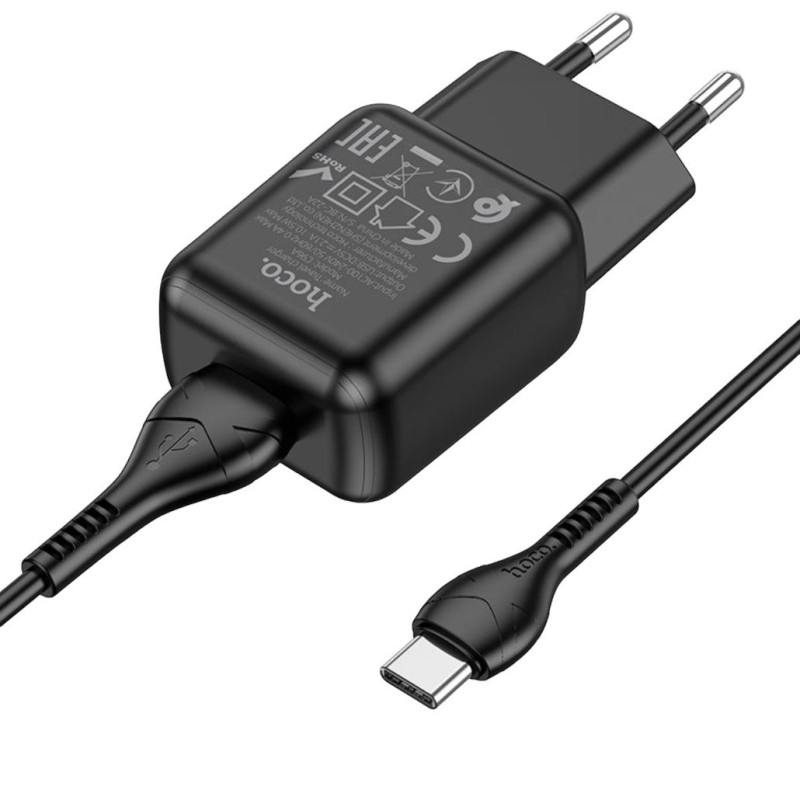Зарядний пристрій з кабелем Type-C Hoco C96A USB-A, 2.1A black