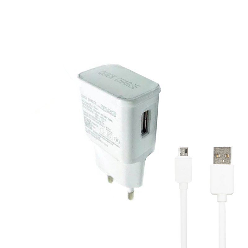 Зарядний пристрій з кабелем microUSB Ivon AD-12 1 USB 2000 mA QC 2.0 fast charger white