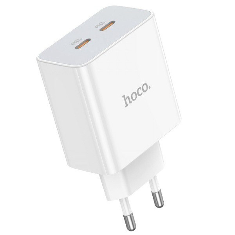 Зарядний пристрій Hoco C108A 2 USB-C, 35W, PD white