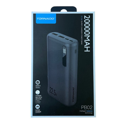 Зовнішній акумулятор Tornado PB02 Digital Display 22.5W 20000mAh Black Зовнішній акумулятор Tornado PB02 Digital Display 22.5W 20000mAh Black