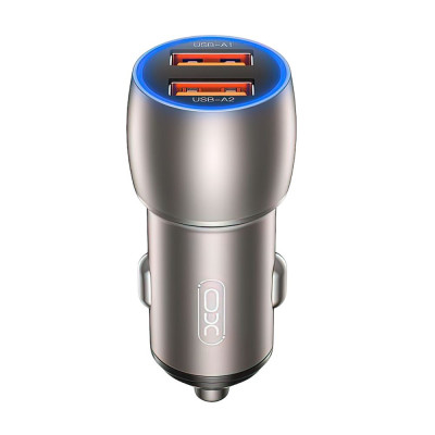 Автомобільний зарядний пристрій XO CC52 2 USB-A, QC 3.0, 36W silver Автомобільний зарядний пристрій XO CC52 2 USB-A, QC 3.0, 36W silver