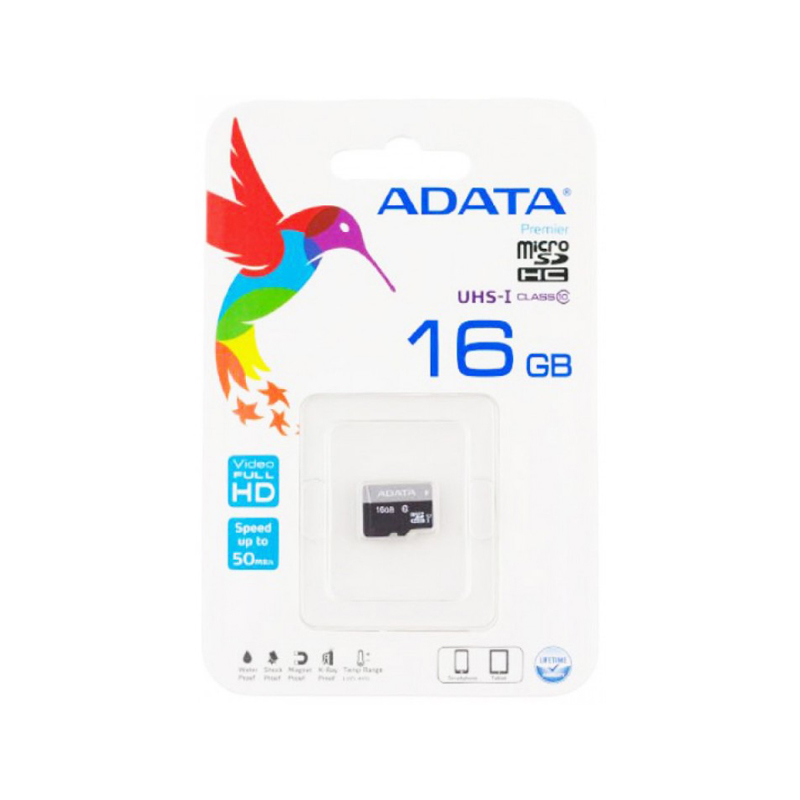 Карта пам'яті microSD 16 Гб ADATA class 10
