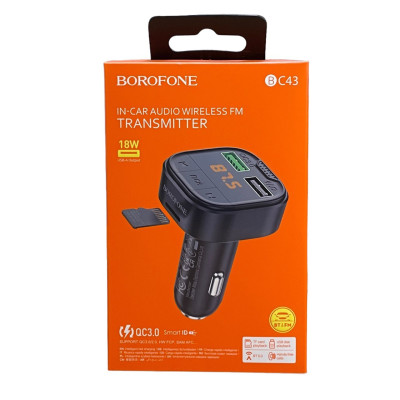 FM трансмітер Bluetooth Borofone BC43 black FM трансмітер Bluetooth Borofone BC43 black