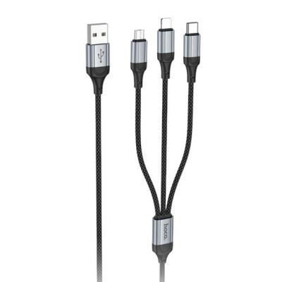USB кабель Hoco X102 3 в 1 microUSB, Lightning, Type-C black USB кабель Hoco X102 3 в 1 microUSB, Lightning, Type-C black