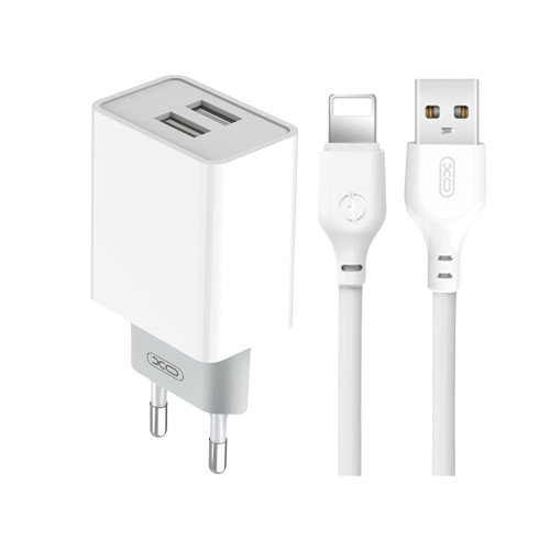 Зарядний пристрій з кабелем Lightning XO L65 2 USB 2400 mA white